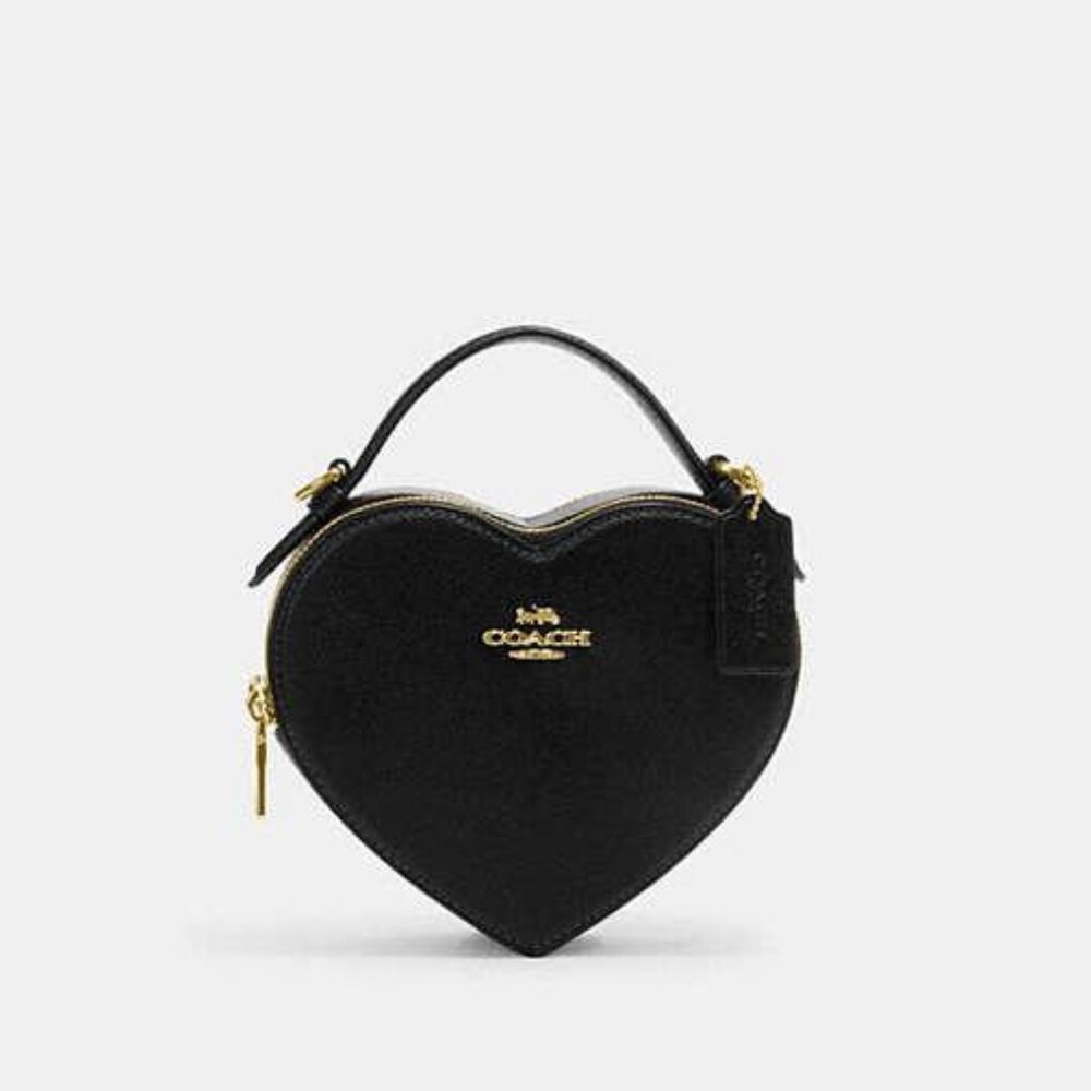 Coach Black Leather Heart Crossbody Bag